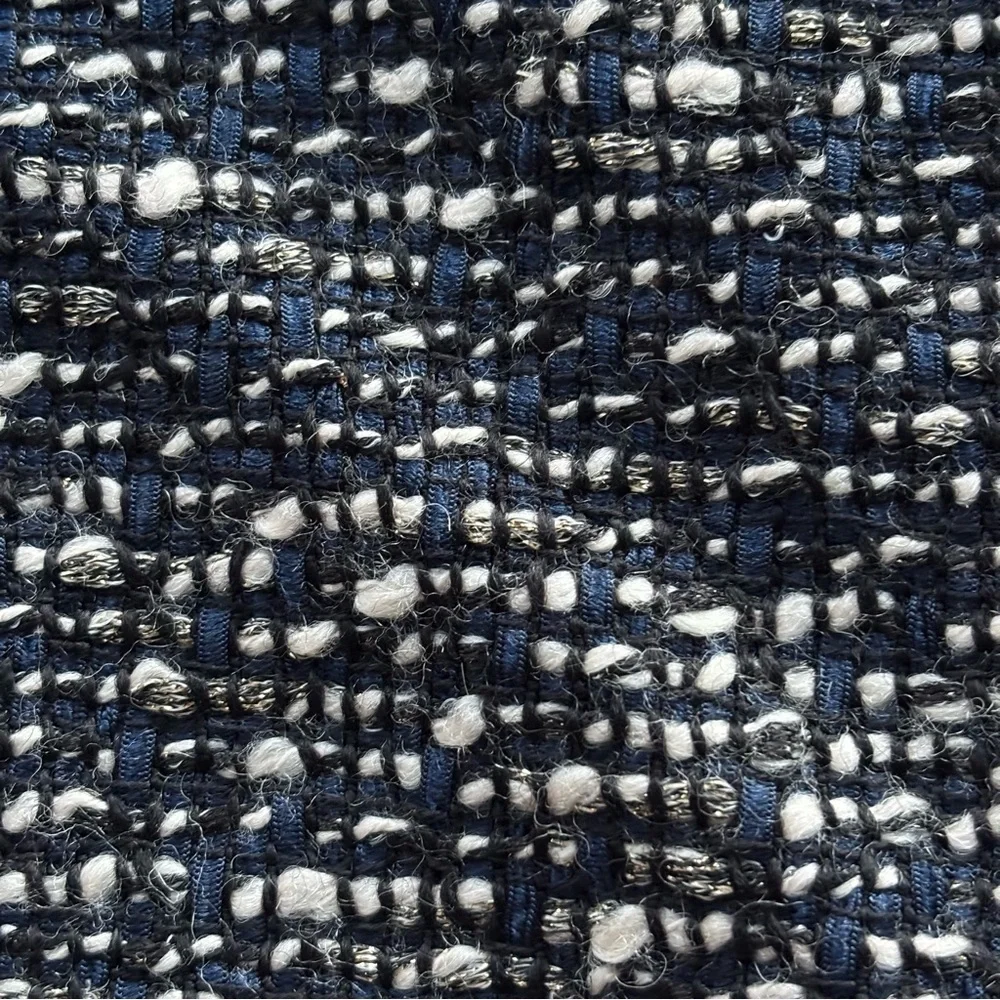 J. Crew Faux Wrap Navy/Off-White Tweed Pencil Skirt, Size 8